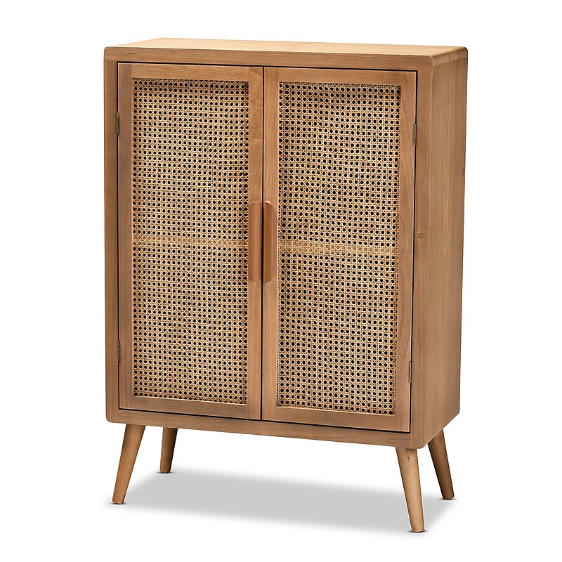 Baxton Studio Alina 44.29" High 2-Shelf Storage Cabinet, Medium Oak (162-10554-HiT) image 1