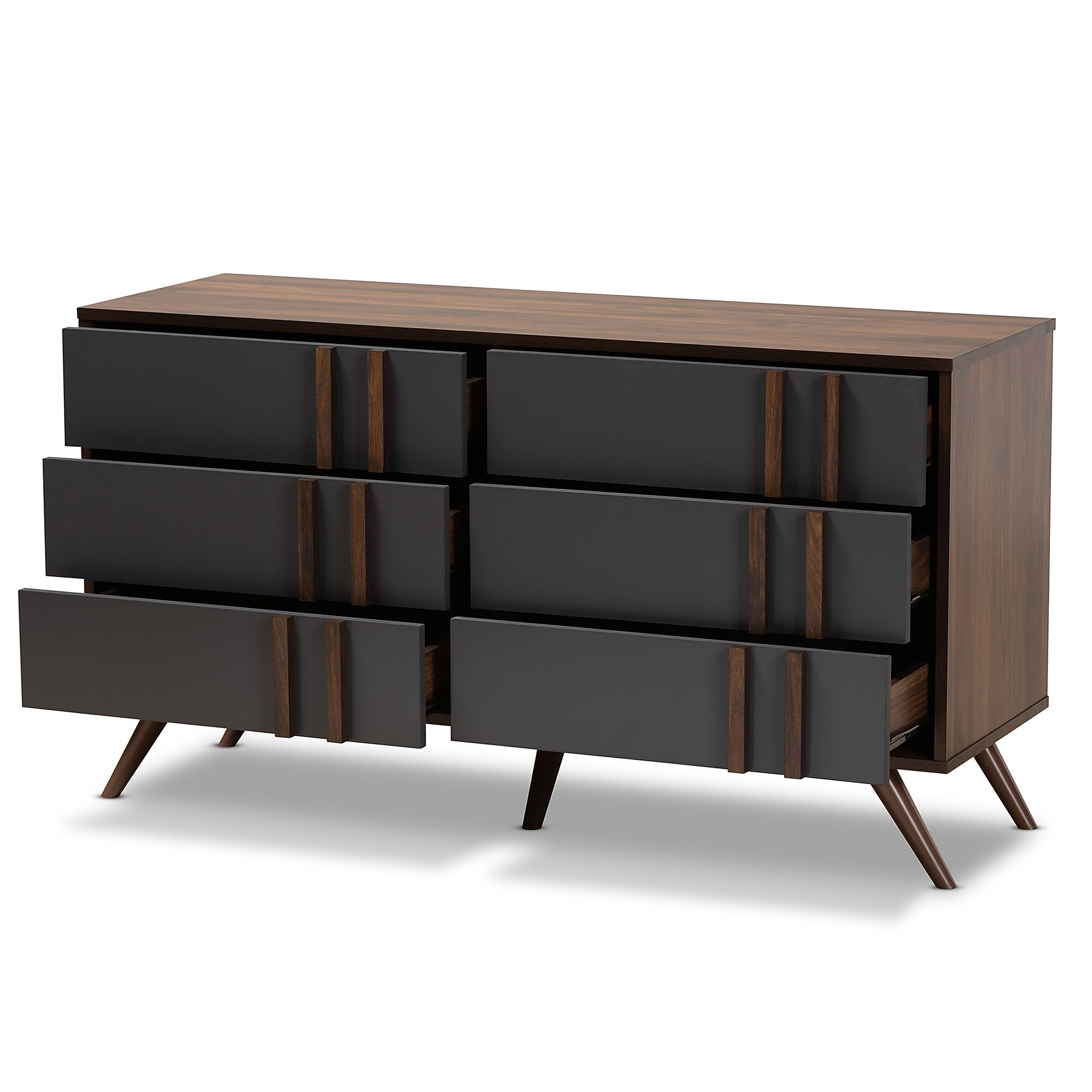 Baxton Studio Naoki 25.6″ High 6-Drawer Dresser, Grey and Walnut (168-10930-HiT) Sansujyuku sansujyuku.com