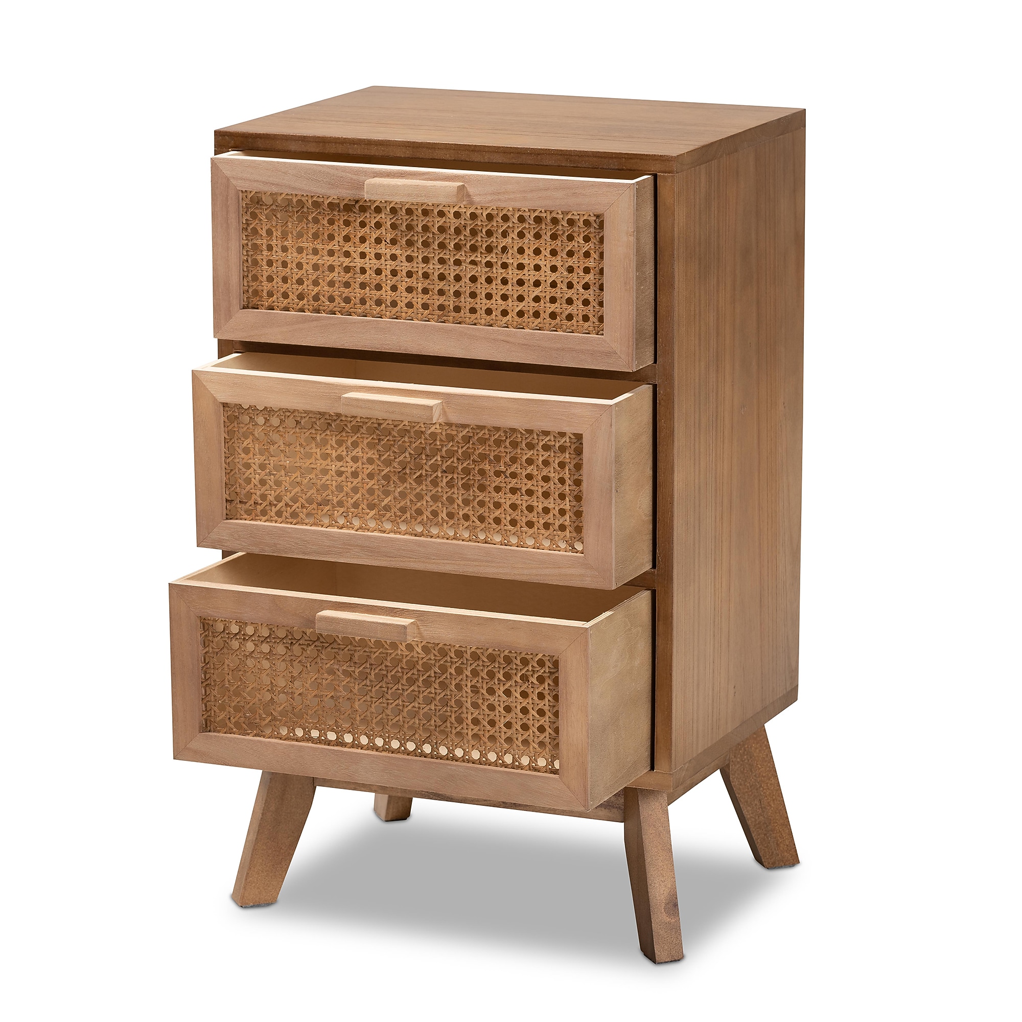 Baxton Studio Baden 26″ High 3-Drawer Nightstand, Natural Brown and Walnut Brown (201-12259-HiT) Sansujyuku sansujyuku.com