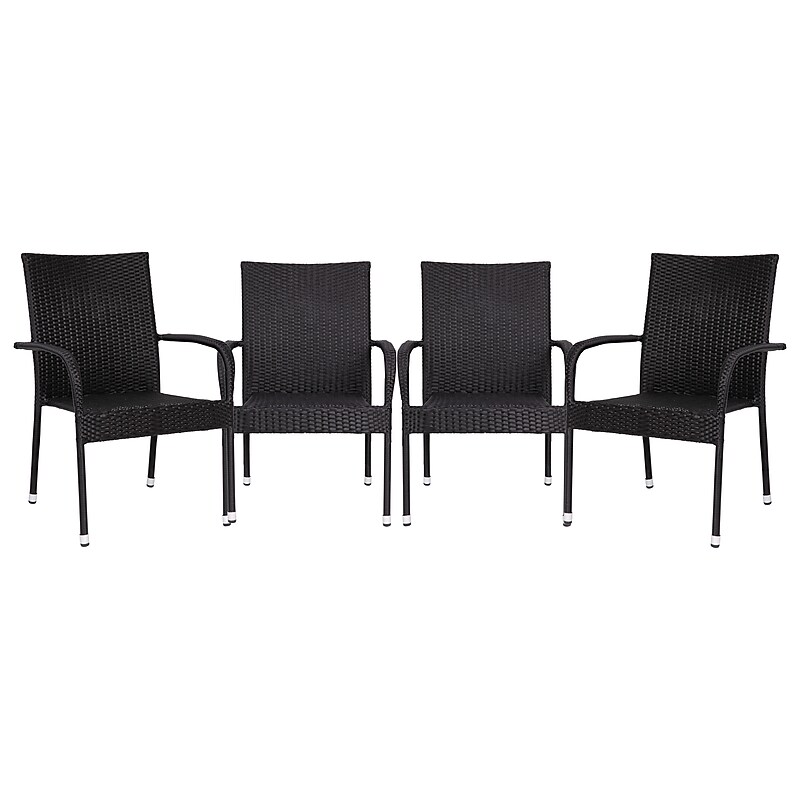 Flash Furniture Maxim Indoor/Outdoor Dining Chairs, Black, 4 Pack (4TW3WBE073BK) image 1