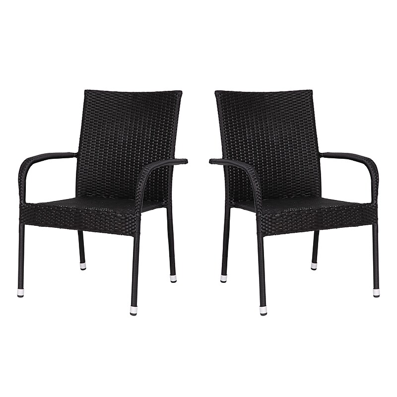 Flash Furniture Maxim Indoor/Outdoor Dining Chairs, Black, 2 Pack (2TW3WBE073BK) image 1
