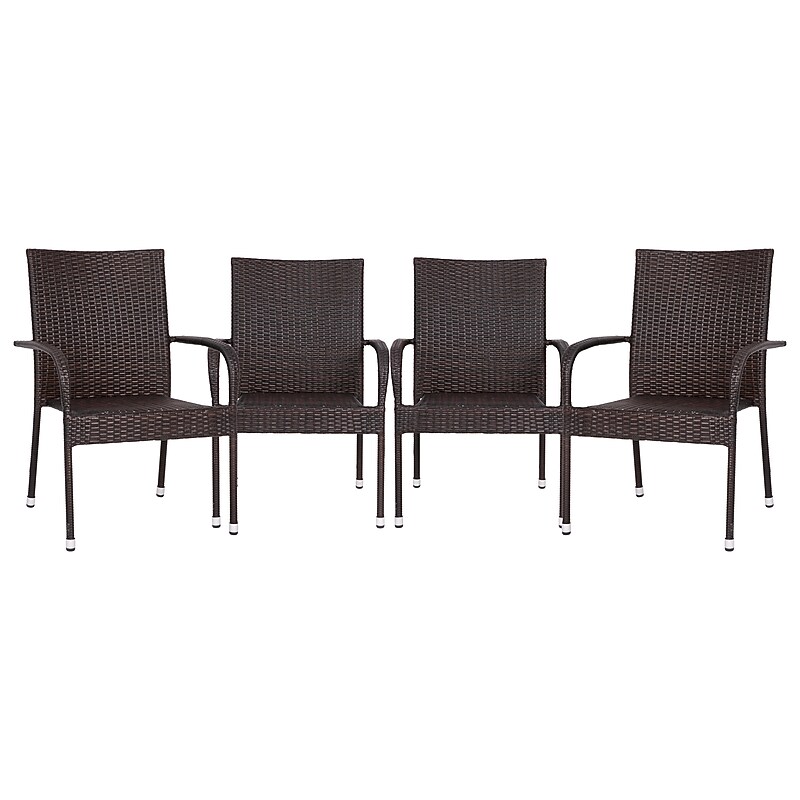 Flash Furniture Maxim Indoor/Outdoor Dining Chairs, Espresso, 4 Pack (4TW3WBE073ESP) image 1