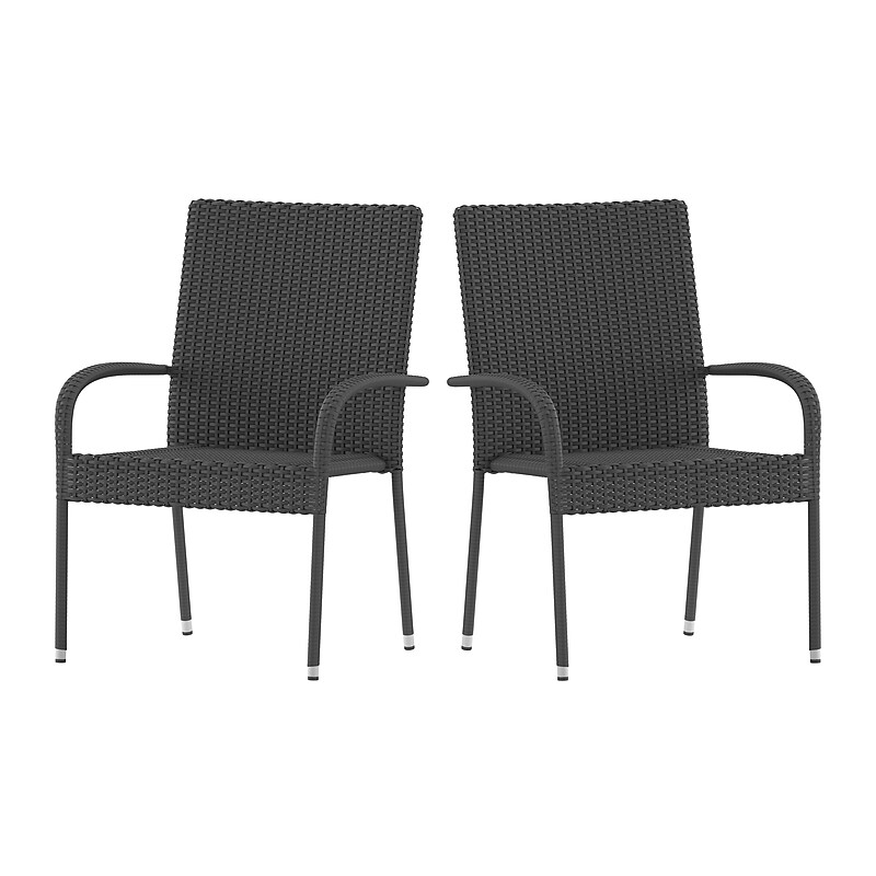 Flash Furniture Maxim Indoor/Outdoor Dining Chairs, Gray, 2 Pack (2TW3WBE073GY) image 1