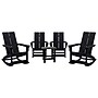 Flash Furniture Finn All-Weather 2-Slat Poly Resin Rocking Adirondack Chairs with Side Table, Black, 5/Set (JJC147094T141BK)~#|#~sp190532408_sc7