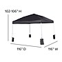 Flash Furniture 10'x10' Pop Up Event Straight Leg Canopy Tent with Sandbags and Wheeled Case, Black (JJGZ1010PKGBK)~#|#~sp190532502_sc7