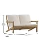Flash Furniture Charlestown Adirondack Style Patio Loveseat with Cushions, Natural Cedar/Cream (JJC14022BR)~#|#~sp190532712_sc7
