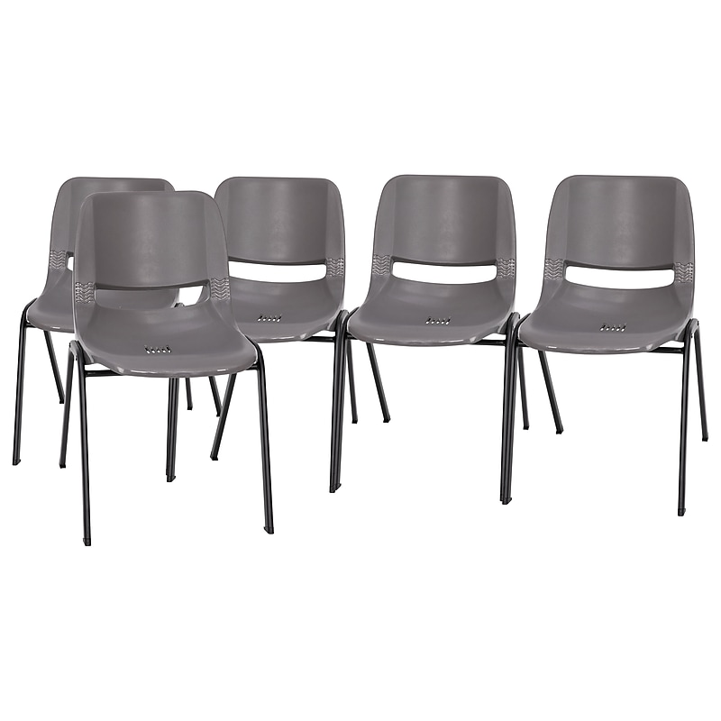 Flash Furniture HERCULES Series Plastic Shell Kid's Stacking Chair, Gray/Black, 5/Pack (5RUT16PDRGY) image 1