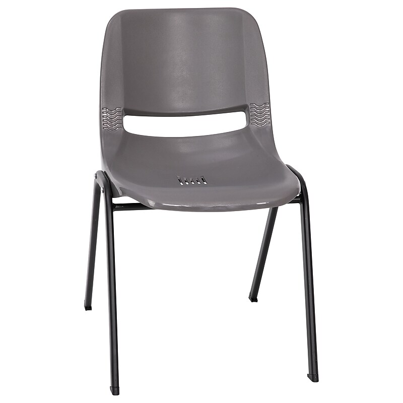 Flash Furniture HERCULES Series Plastic Shell Kid's Stacking Chair, Gray/Black (RUT16PDRGY) image 1
