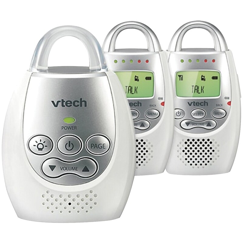 VTech Safe & Sound Digital Audio Baby Monitor with 2 Parent Units, White/Silver (DM221-2) image 1
