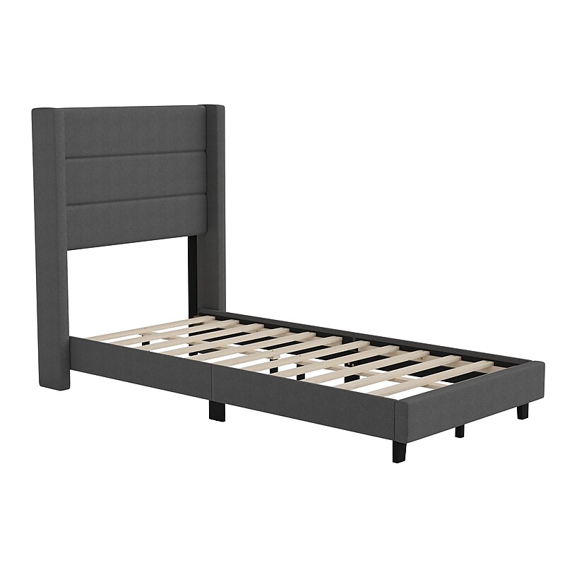 Flash Furniture Hollis Charcoal Upholstered Platform Bed with Headboard, Twin (YK1078CHART) image 1