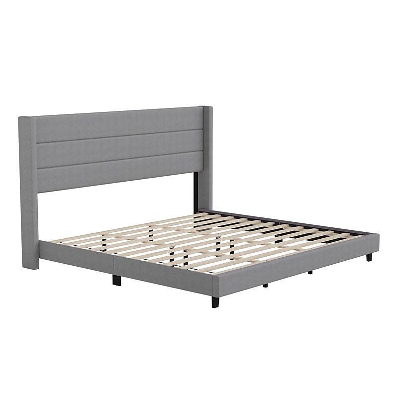 Flash Furniture Hollis Gray Upholstered Platform Bed with Headboard, King (YK1078GYK) image 1