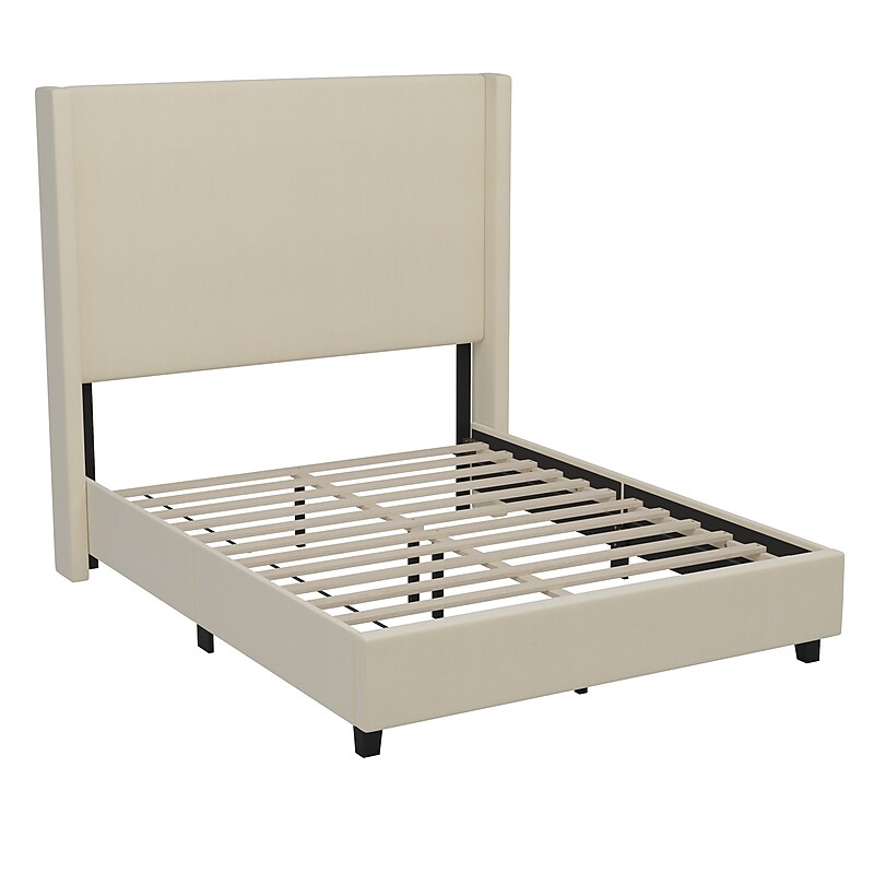 Flash Furniture Quinn Beige Upholstered Platform Bed with Headboard, Full (YK1077BEIGEF) image 1