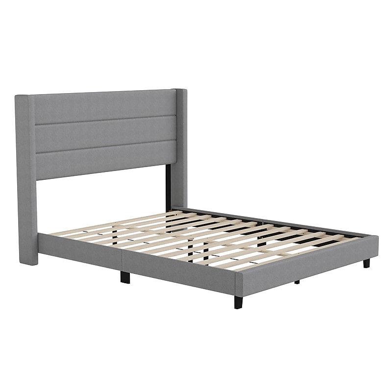 Flash Furniture Hollis Gray Upholstered Platform Bed with Headboard, Queen (YK1078GYQ) image 1
