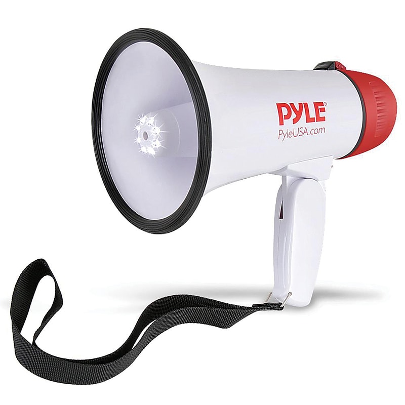 Pyle Mini Compact PMP37LED Megaphone, 30-Watt, White, White/Red image 1
