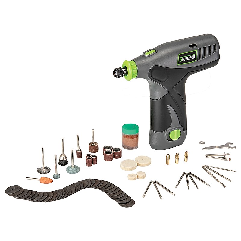 Genesis 8-Volt Li-Ion Rotary Tool & Accessory Set, 65 Pieces, Gray (GLRT08B-65) image 1