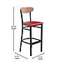 Flash Furniture Wright Transitional Steel Boomerang Back Barstool, Black/Natural Birch/Red (XUDG6V6RDVNAT)~#|#~sp191789771_sc7