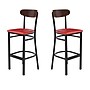 Flash Furniture Wright Transitional Metal Boomerang Back Commercial Barstools, Black/Walnut/Red, 2-Pieces/Pack (2XUDG6V6RDVWAL)~#|#~sp191789831_sc7