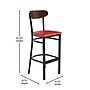 Flash Furniture Wright Transitional Metal Boomerang Back Commercial Barstools, Black/Walnut/Red, 2-Pieces/Pack (2XUDG6V6RDVWAL)~#|#~sp191789845_sc7