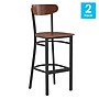 Flash Furniture Wright Transitional Metal Boomerang Back Commercial Barstools, Black/Walnut, 2-Pieces/Pack (2XUDG6V6BWAL)~#|#~sp191789859_sc7