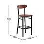Flash Furniture Wright Transitional Metal Boomerang Back Commercial Barstools, Black/Walnut, 2-Pieces/Pack (2XUDG6V6BWAL)~#|#~sp191789863_sc7