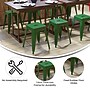 Flash Furniture Kai Industrial Iron Table Height Stackable Restaurant Stool without Back, Green, 4-Pieces/Pack (ETBT350318GN)~#|#~sp191789891_sc7
