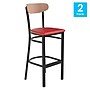 Flash Furniture Wright Transitional Metal Boomerang Back Commercial Barstools, Black/Birch/Red, 2-Pieces/Pack (2XUDG6V6RDVNAT)~#|#~sp191789922_sc7