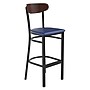Flash Furniture Wright Transitional Steel Boomerang Back Barstool, Black/Walnut/Blue (XUDG6V6BLVWAL)~#|#~sp191790298_sc7
