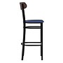 Flash Furniture Wright Transitional Steel Boomerang Back Barstool, Black/Walnut/Blue (XUDG6V6BLVWAL)~#|#~sp191790308_sc7