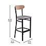 Flash Furniture Wright Transitional Steel Boomerang Back Barstool, Black/Natural Birch/Gray (XUDG6V6GYVNAT)~#|#~sp191790336_sc7