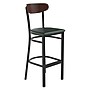 Flash Furniture Wright Transitional Steel Boomerang Back Barstool, Black/Walnut/Green (XUDG6V6GNVWAL)~#|#~sp191790341_sc7