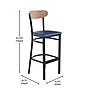 Flash Furniture Wright Transitional Steel Boomerang Back Barstool, Black/Natural Birch/Blue (XUDG6V6BLVNAT)~#|#~sp191790478_sc7