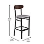 Flash Furniture Wright Transitional Steel Boomerang Back Barstool, Black/Walnut/Gray (XUDG6V6GYVWAL)~#|#~sp191790537_sc7