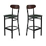 Flash Furniture Wright Transitional Metal Boomerang Back Barstools, Black/Walnut/Green, 2-Pieces/Pack (2XUDG6V6GNVWAL)~#|#~sp191790968_sc7