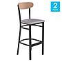 Flash Furniture Wright Transitional Metal Boomerang Back Commercial Barstools, Black/Birch/Gray, 2-Pieces/Pack (2XUDG6V6GYVNAT)~#|#~sp191791019_sc7