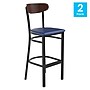 Flash Furniture Wright Transitional Metal Boomerang Back Commercial Barstools, Black/Walnut/Blue, 2-Pieces/Pack (2XUDG6V6BLVWAL)~#|#~sp191791507_sc7