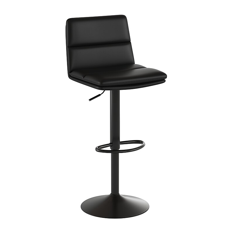 Flash Furniture Hughes Modern Faux Leather Channel Stitched Barstool, Black, 2 Pieces (CH202071BK) image 1