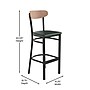 Flash Furniture Wright Transitional Metal Boomerang Back Commercial Barstools, Black/Birch/Green, 2-Pieces/Pack (2XUDG6V6GNVNAT)~#|#~sp191793283_sc7