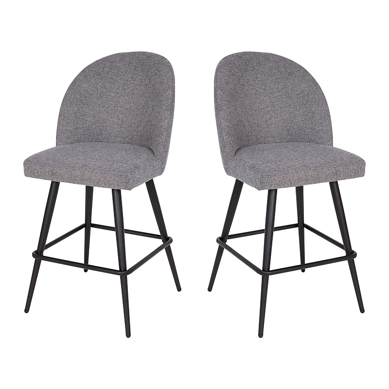 Flash Furniture Lyla Modern Faux Linen High Back Counter Height Stool, Gray, 2 Pieces (AY1026H26GYFAB) image 1