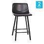 Flash Furniture Caleb Modern Metal and Faux Leather Armless Counter Height Stool, Black, 2 Pieces (CH21206924BK)~#|#~sp191793663_sc7