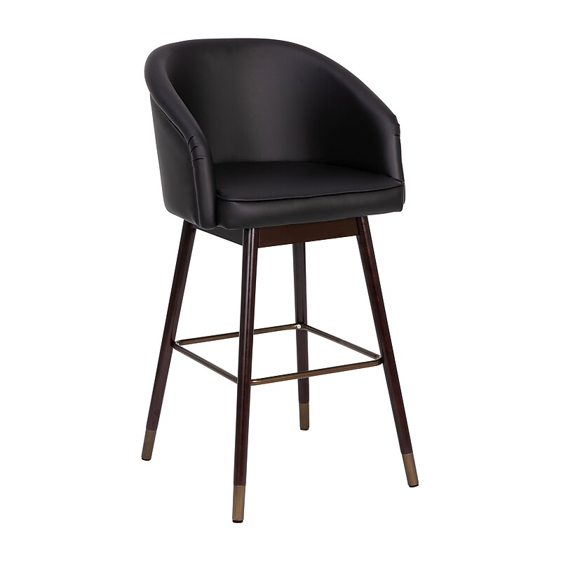 Flash Furniture Margo Modern Faux Leather and Beechwood Barstool, Black (AY192830BK) image 1