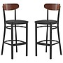 Flash Furniture Wright Transitional Metal Boomerang Back Commercial Barstools, Black/Walnut, 2-Pieces/Pack (2XUDG6V6BVWAL)~#|#~sp191793911_sc7