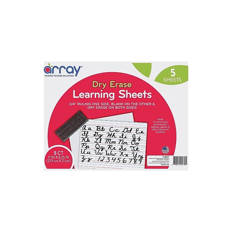 Pacon Two-Sided Array Dry Erase Learning Boards, 8.25" x 11", 5/Pack (PACLB8511) image 1