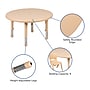 Flash Furniture Emmy 33" Round Activity Table Set, Height Adjustable, Natural (YCX73RNDTBLNAR)~#|#~sp192322916_sc7