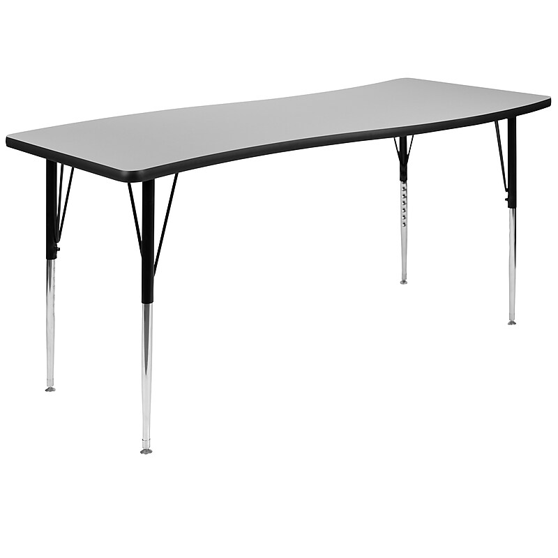 Flash Furniture Wren Rectangular Wave Activity Table, 26" x 60", Height Adjustable, Gray (XUA3060CONGYTA) image 1