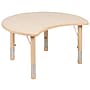 Flash Furniture Emmy Crescent Activity Table Set, Height Adjustable, 25.125" x 35.5", Natural (YU09332CIRTBLNT)~#|#~sp192323078_sc7