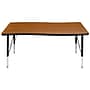 Flash Furniture Wren Rectangular Wave Activity Table, 28" x 47.5", Height Adjustable, Oak (XUA3048CONOAKTP)~#|#~sp192323090_sc7