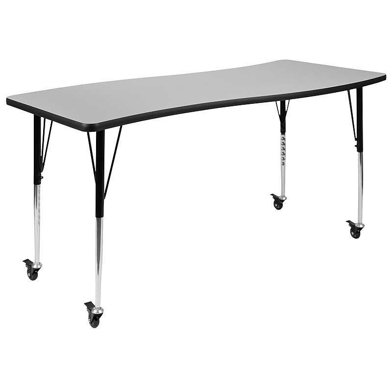 Flash Furniture Wren Rectangular Wave Mobile Activity Table, 26" x 60", Height Adjustable, Gray (XUA3060CONGYTAC) image 1