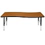 Flash Furniture Wren Rectangular Wave Activity Table, 26" x 60", Height Adjustable, Oak (XUA3060CONOAKTP)~#|#~sp192323326_sc7