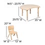 Flash Furniture Emmy Crescent Activity Table Set, Height Adjustable, 25.125" x 35.5", Natural (YU09334CIRTBLNT)~#|#~sp192323477_sc7