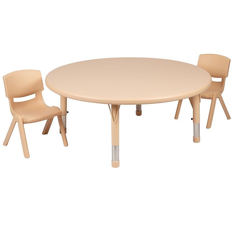 Flash Furniture Emmy 45" Round Activity Table Set, Height Adjustable, Natural (YCX53RNDTBLNAR) image 1